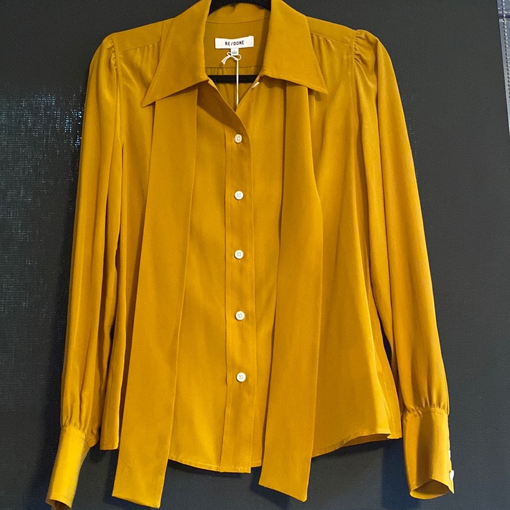 NWT RE/DONE silk blouse with bow
